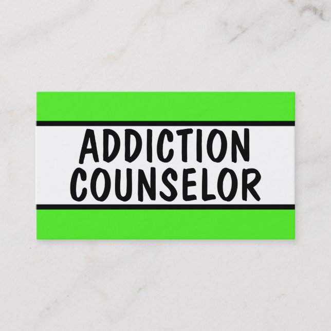 Addiction Counsellor Neon Green Business Card (Front)