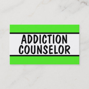 Addiction Counselor Neon Green Business Card
