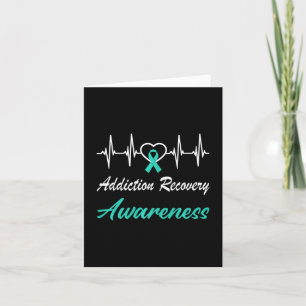 Addiction Recovery Awareness Heartbeat Love Teal R Card