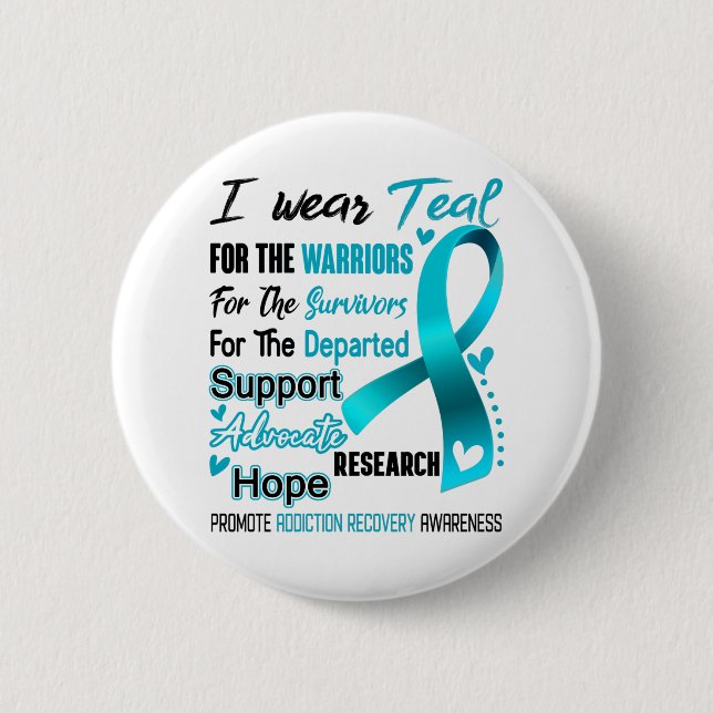Addiction Recovery Awareness Month Ribbon Gifts 2 Inch Round Button (Front)