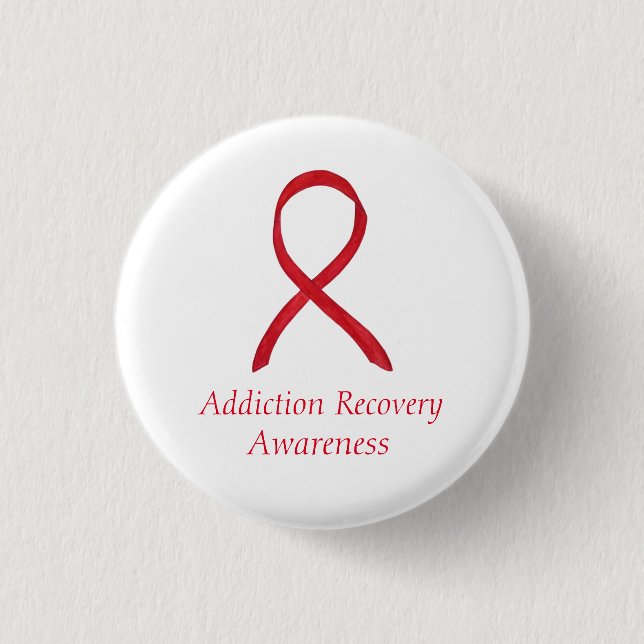 Addiction Recovery Awareness Ribbon Custom Pin (Front)