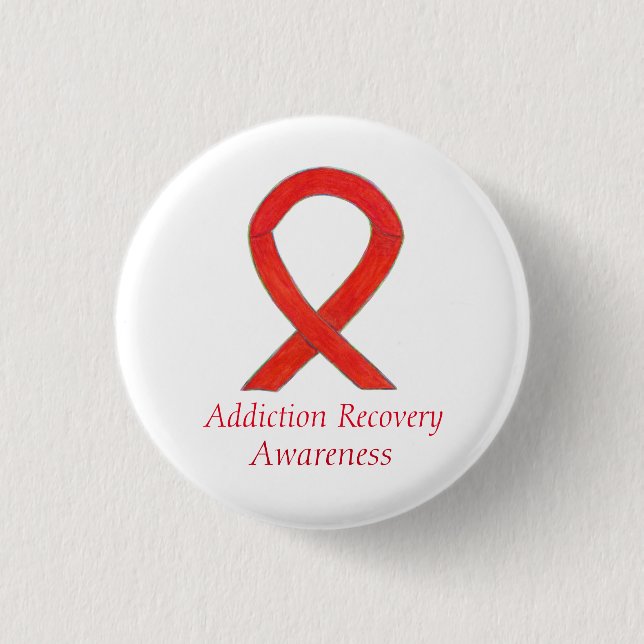 Addiction Recovery Awareness Ribbon Custom Pin (Front)