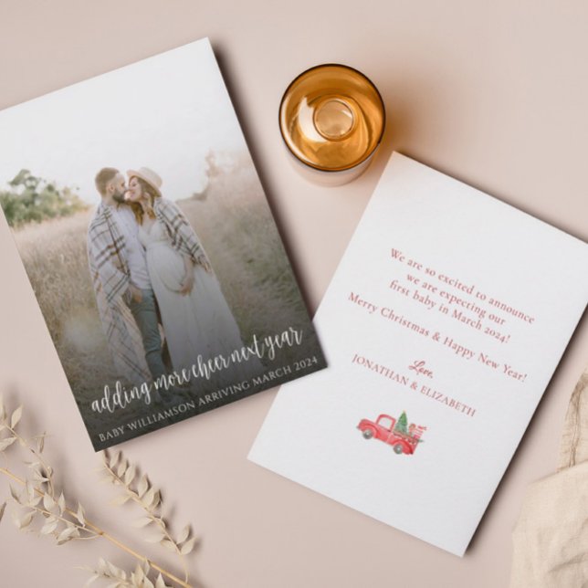 Adding More Cheer Next Year Pregnancy Holiday Card (Creator Uploaded)