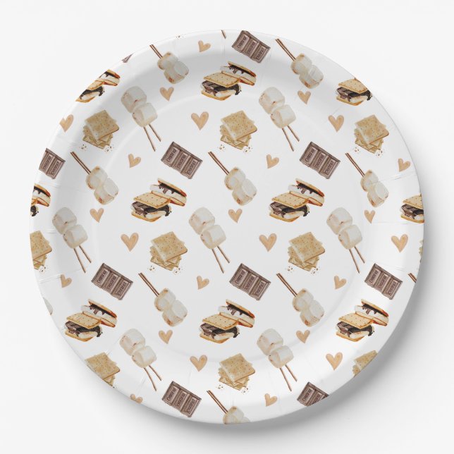 Adding S’More Love to Our Family Baby shower Paper Plate (Front)