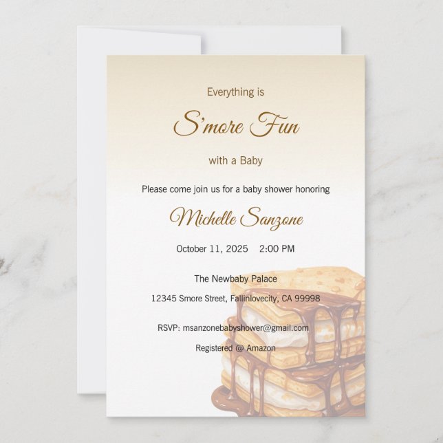 Adding S'more Love Invitation, Baby Shower Invitation (Front)