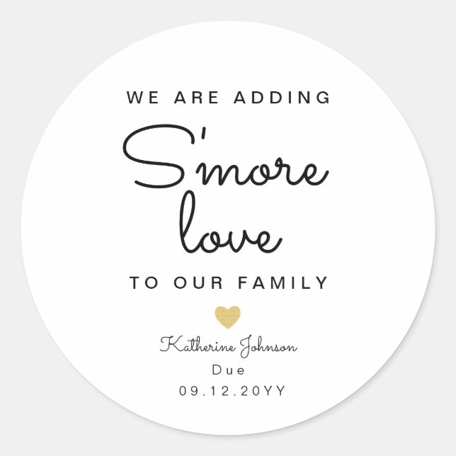 Adding S'more Love To Our Family Baby Shower favou Classic Round Sticker (Front)