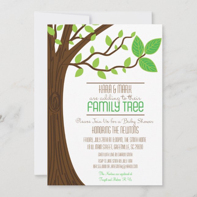 Adding to their Family Tree Baby Shower Invitation (Front)