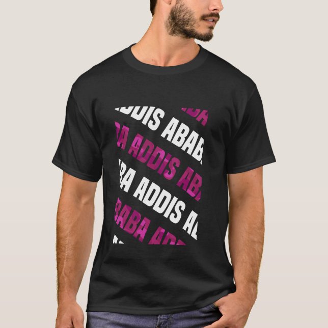 Addis Ababa Camo Pattern Pink Camouflage T-Shirt (Front)