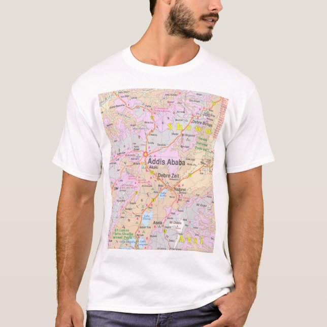 Addis Ababa & Central Ethiopia Vintage Map T-Shirt (Front)