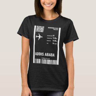 Addis Ababa Ethiopia Boarding Pass Airline Ticket T-Shirt