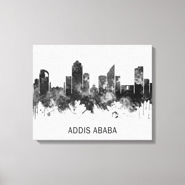 Addis Ababa Ethiopia skyline BW Canvas Print (Front)