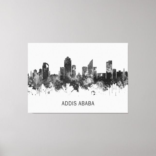 Addis Ababa Ethiopia skyline BW Canvas Print (Front)