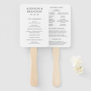 Addison Classic Elegant Wedding Program Hand Fan