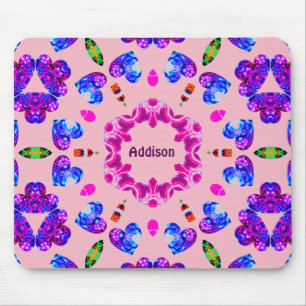 ADDISON~ Glittering Heart Pattern ~ Personalised ~ Mouse Pad