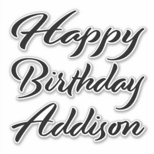 Addison name first name black Sticker birthday
