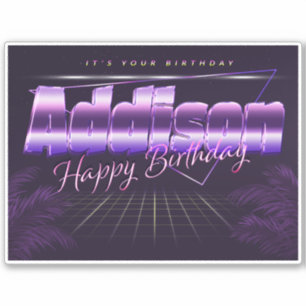 Addison Name Vorname lila retro Sticker Geburtstag