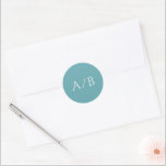 Addison Teal Green Classic Elegant Wedding Classic Round Sticker<br><div class="desc">Elegant wedding stickers featuring a classic design with a simple layout.  Your monogram is prominently displayed in a large traditional serif font.  The simplicity of this design is great for a formal wedding.</div>