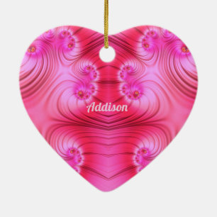 ADDISON ~ VALENTINE HEART ~ Pink Fractal ~ Ceramic Ornament