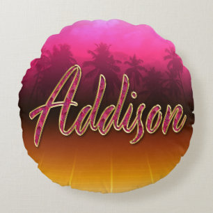 Addison Vorname Name golden pink Kissen Round Pillow