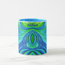 ADDISON ~ Zany 3D Fractal ~ Bleu Vert Mug