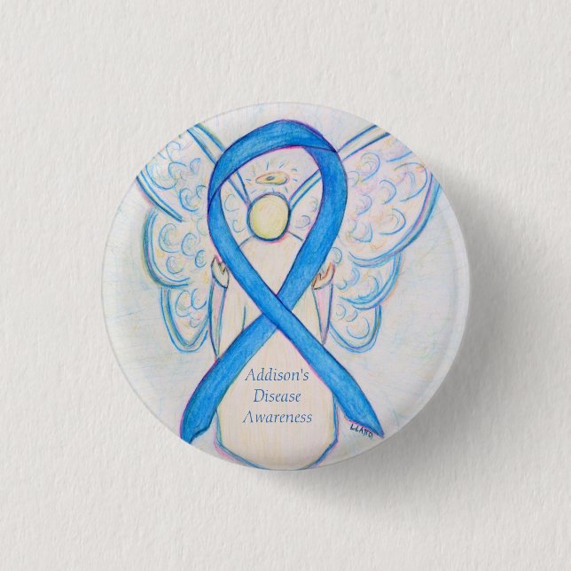 Addison's Disease Awareness Angel Ribbon Art Pin (Front)