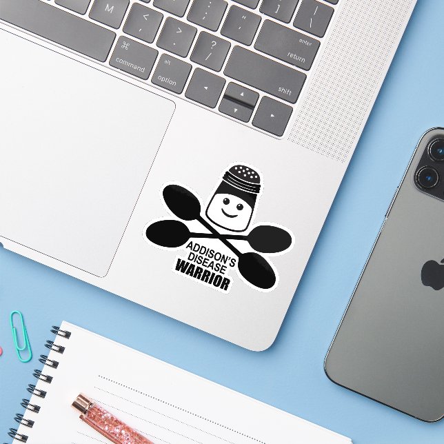 Addison's Disease Warrior Sticker (Laptop w/ iPhone)