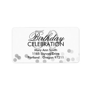 Address 50th Birthday Silver Foil Glitter Lights Label