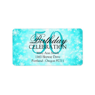 Address 50th Turquoise Winter Wonderland Label