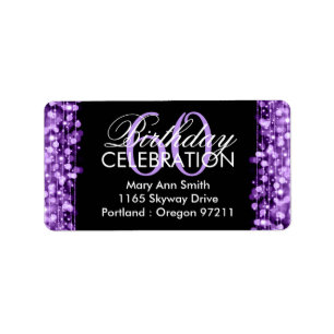 Address 60th Birthday Party Sparkles Purple Label