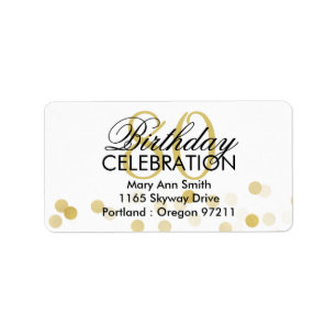 Address 80th Birthday Gold Foil Glitter Lights Label