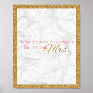 Address and Envelope Marble and Gold Shower Poster