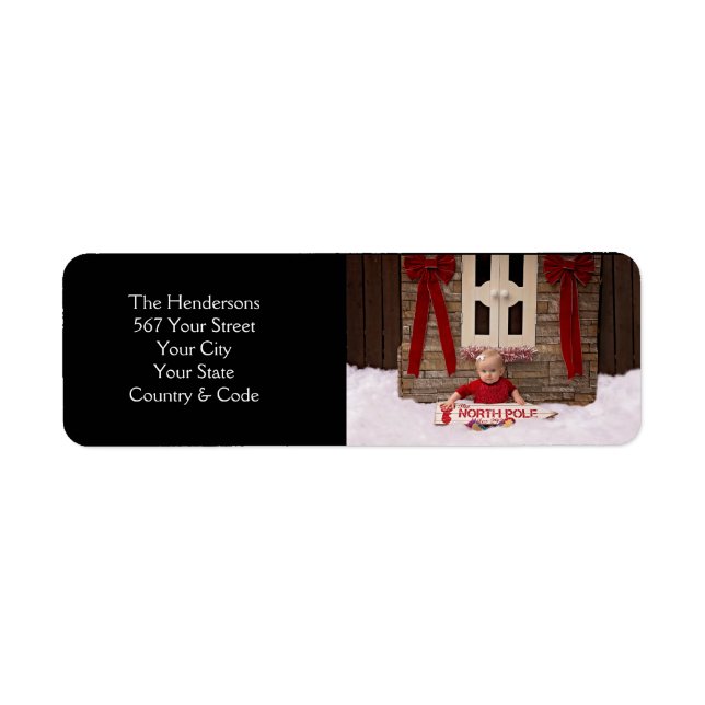 Address and Personal Photo Festive Black  (Front)
