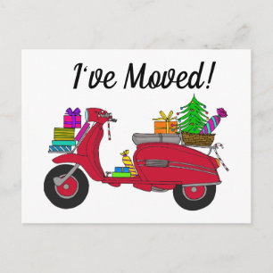 Address Announcement Classic Christmas Scooter Postcard