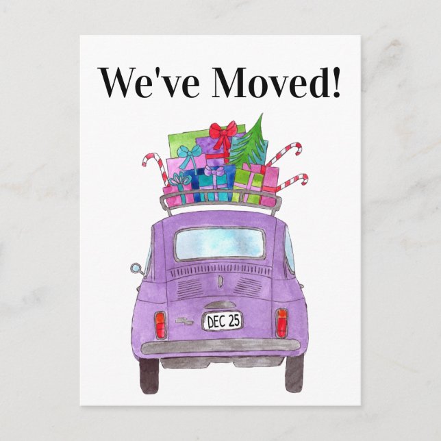 Address Announcement Fiat 500 Christmas Gifts Postcard (Front)