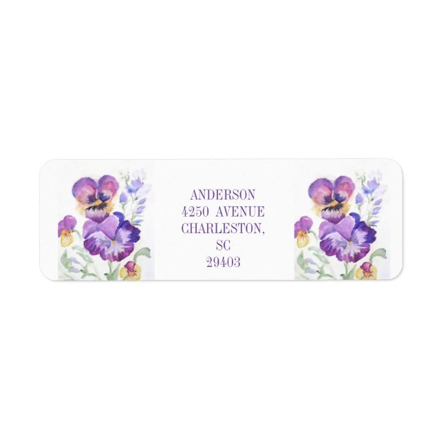 Address  floral purpel pansies   (Front)