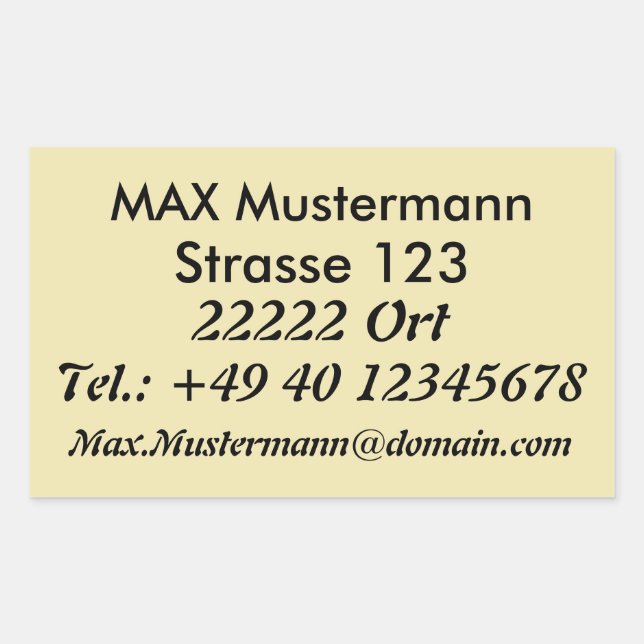 address label (Front)