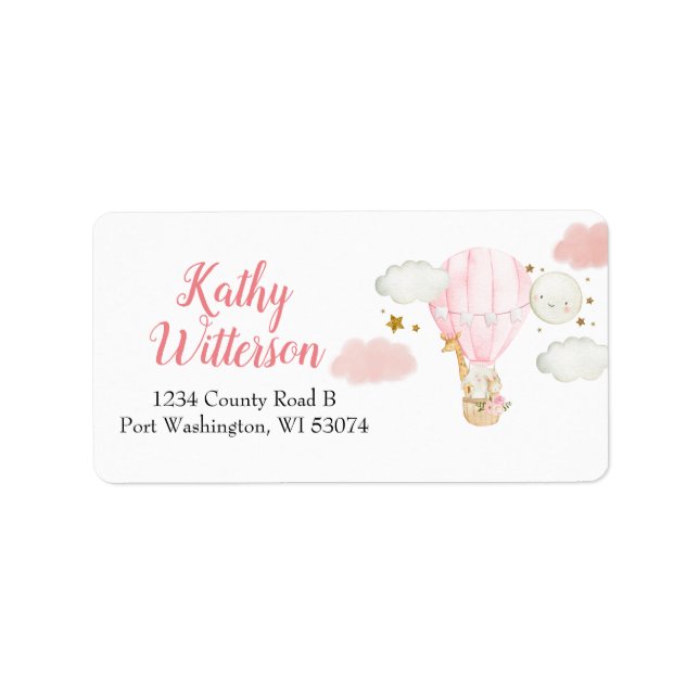 Address Label Hot Air Balloon Animals Baby Shower (Front)