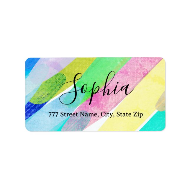 Address Label, Name, Diagonal Colour, Abstract Art Label (Front)