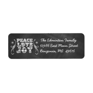 Address Label Peace Love Joy Chalkboard Holiday