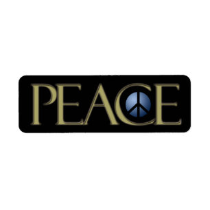 Address Label Peace Sign, Black, Customize