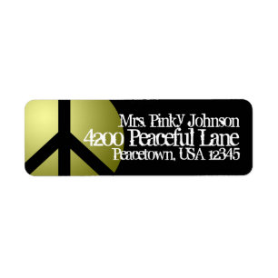 Address Label Peace Sign, Gold, Black, Customize
