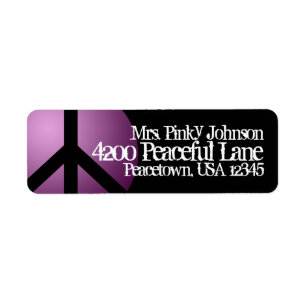 Address Label Peace Sign, Purple, Black, Customize
