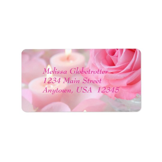 Address Label--Pink Rose & Candles