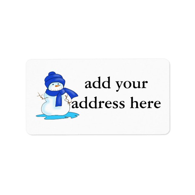 Address label with a snowman in blue (Front)