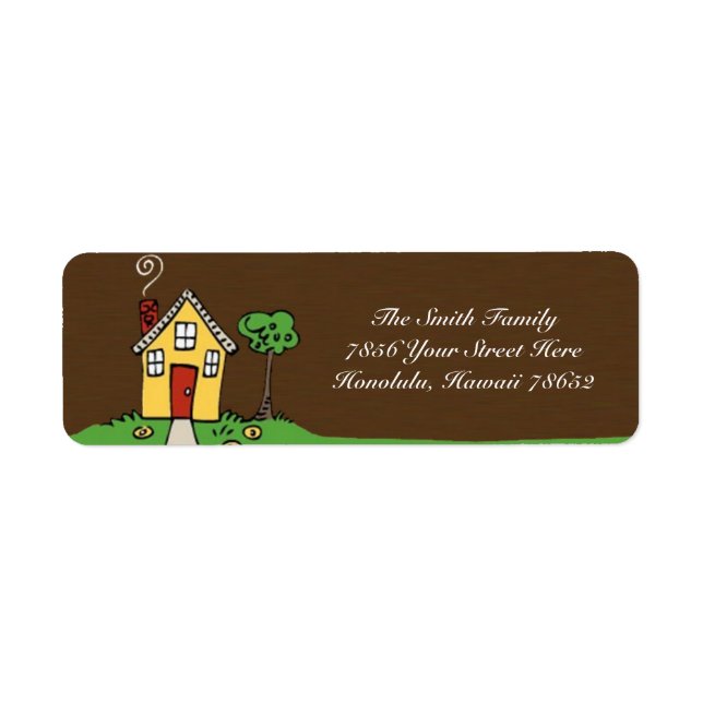 Address label with House and grass (Front)