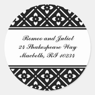 Address Label with Lotus Square Pattern