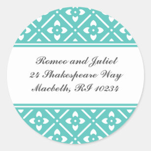 Address Label with Lotus Square Pattern