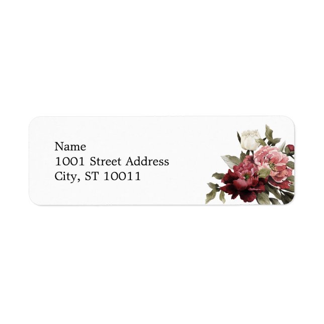 Address Labels Burgundy & Blush Bouquet  (Front)