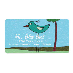 Address Labels, Cute bird and tree