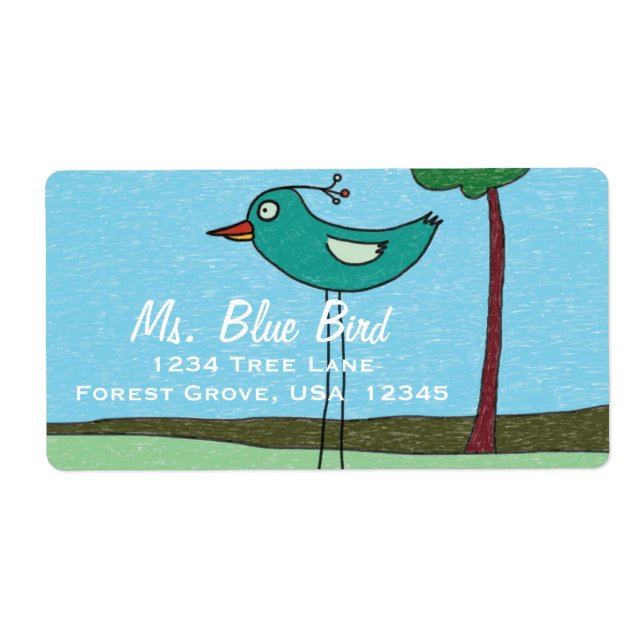 Address Labels, Cute bird and tree (Devant)